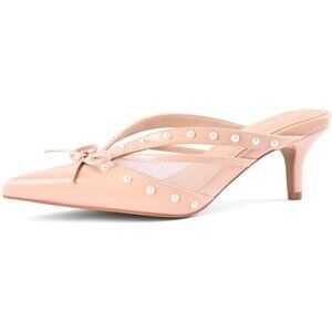 Sicare Kitten Heels Synthetic Nude Women Pointed Toe Stiletto Pumps with Bow